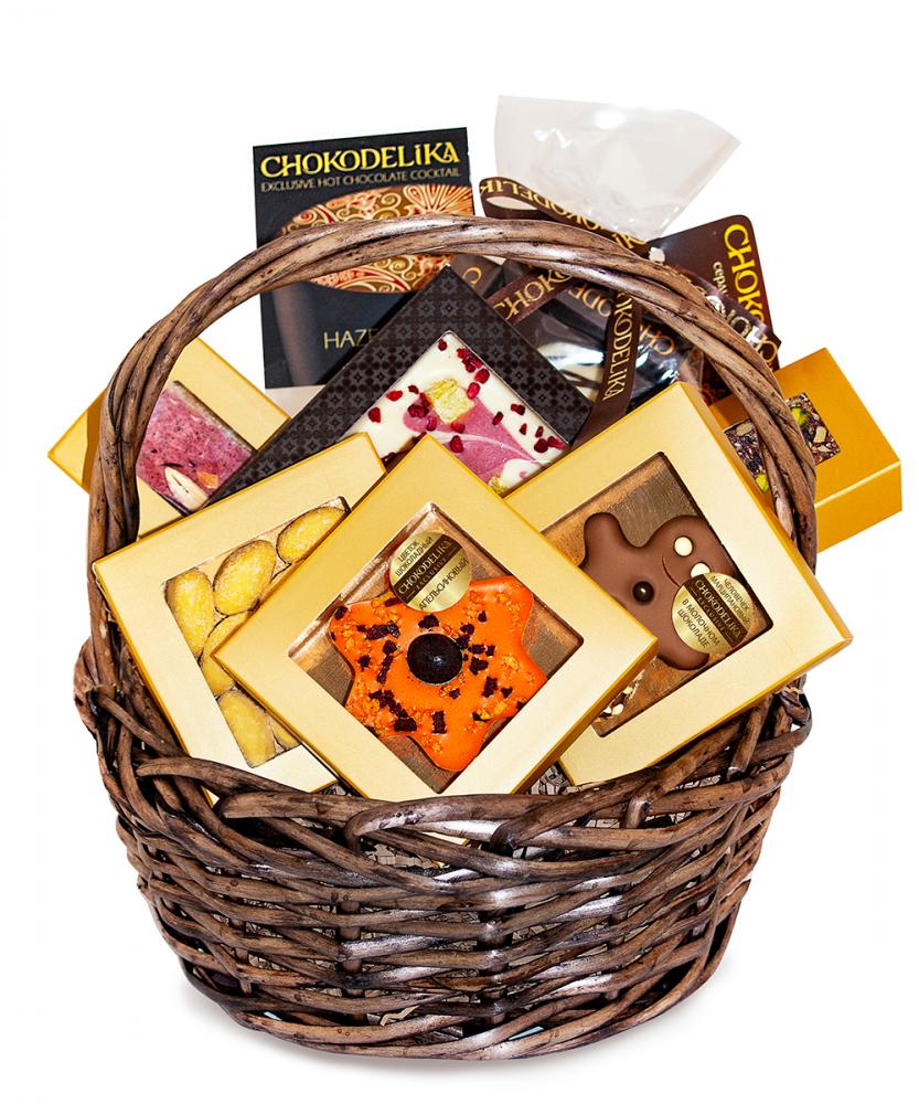 Подарочная корзина шоколада, конфет Chokodelika Круглая №4, 370г
