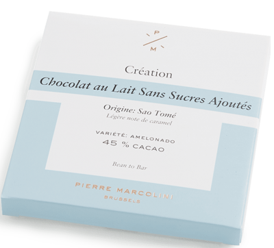 Шоколад без сахара плиточный, молочный No added sugar milk chocolate tablet PIERRE MARCOLINI, 70гр