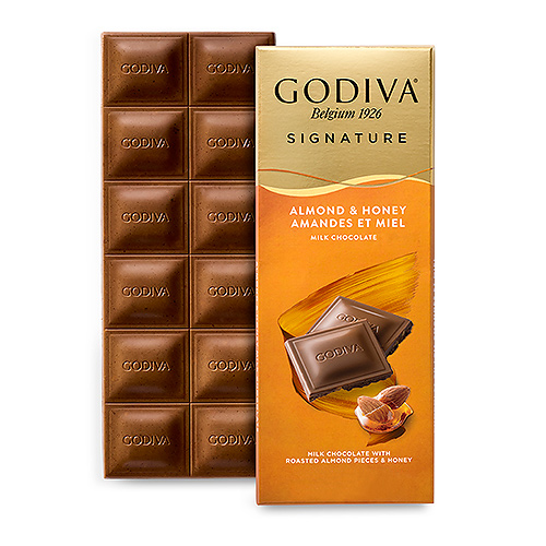 Шоколад молочный (медовый миндаль) Godiva Signature Tablet: Milk Honey Almond GODIVA, 90 гр