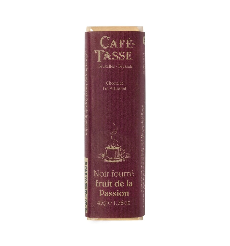 Шоколад темный (маракуйя) Dark chocolate bar with Passion fruit paste filling CAFE-TASSE, 45г